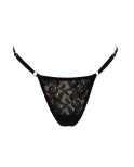 String noir en dentelle avec bijou cœur doré String noir en dentelle avec bijou cœur doré