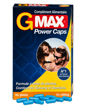 G-MAX Power Caps Boite de 10 gélules – Vitalité Bien-Être Masculin Complément alimentaire
