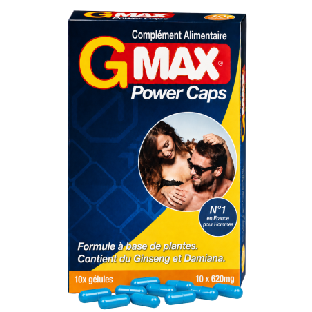 G-MAX Power Caps Boite de 10 gélules – Vitalité Bien-Être Masculin Complément alimentaire