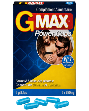 G-MAX Power Caps Boite de 5 gélules – Vitalité Bien-Être Masculin Complément alimentaire