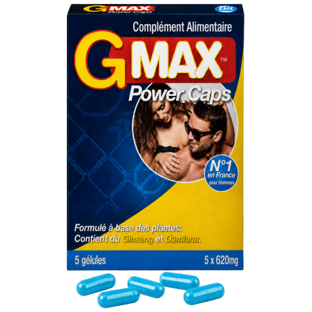 G-MAX Power Caps Boite de 5 gélules – Vitalité Bien-Être Masculin Complément alimentaire
