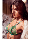 Ensemble 2 pièces vert aurore avec soutien-gorge brodé transparent et string - Mapalé