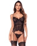 Ensemble 2 pièces avec bustier transparent à armatures et jarretelles noir - Mapalé Ensemble 2 pièces avec bustier transparent à armatures et jarretelles noir - Mapalé