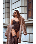 Ensemble 2 pièces avec bustier transparent à armatures et jarretelles noir - Mapalé Ensemble 2 pièces avec bustier transparent à armatures et jarretelles noir - Mapalé