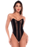 Body bustier en résille noir effet liquide avec laçage dos - Mapalé Body bustier en résille noir effet liquide avec laçage dos - Mapalé