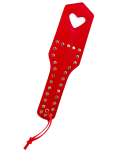 Paddle de fessée en similicuir clouté rouge avec cœur - Mapalé Paddle de fessée en similicuir clouté rouge avec cœur - Mapalé
