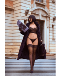 Ensemble 2 pièces bustier en dentelle et string noir - Mapalé