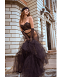Ensemble 2 pièces bustier en dentelle et string noir - Mapalé