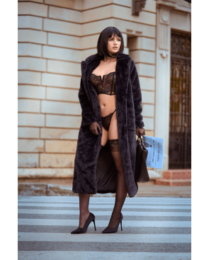 Ensemble 2 pièces bustier en dentelle et string noir - Mapalé