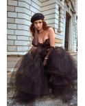 Ensemble 2 pièces bustier en dentelle et string noir - Mapalé