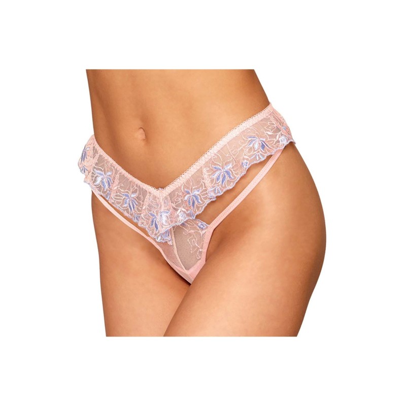String avec broderie florale rose avec taille en forme de « V » String avec broderie florale rose avec taille en forme de « V »