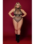 Body en résille, grande taille, avec Harnais simili cuir et chaines Body en résille, grande taille, avec Harnais simili cuir et chaines