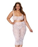 Ensemble 2 pièces grande taille, brassière résille fantaisie et jupe longue assorti Ensemble 2 pièces grande taille, brassière résille fantaisie et jupe longue assorti