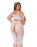 Ensemble 2 pièces grande taille, brassière résille fantaisie et jupe longue assorti Ensemble 2 pièces grande taille, brassière résille fantaisie et jupe longue assorti