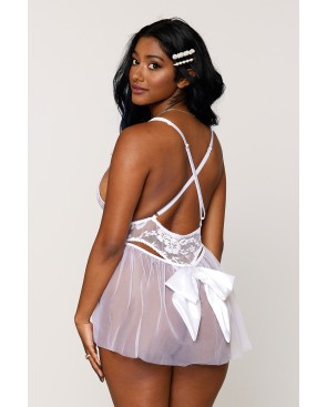 Body dentelle blanc avec tulle amovible 