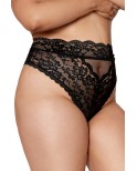 String grande taille dentelle taille haute noir