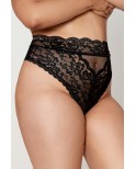 String grande taille dentelle taille haute noir