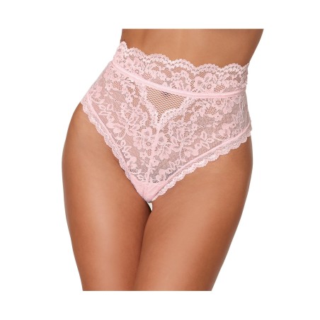 String dentelle taille haute rose