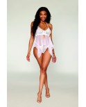 Babydoll et string en résille et dentelle blanche Babydoll et string en résille et dentelle blanche