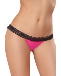 Tanga rose ouverture coeur et dentelle noire Tanga rose ouverture coeur et dentelle noire