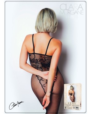 Bodystocking résille imprimé motifs floraux - Le Numéro 13 - Collection Bodystocking 