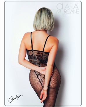Bodystocking résille imprimé motifs floraux - Le Numéro 13 - Collection Bodystocking 
