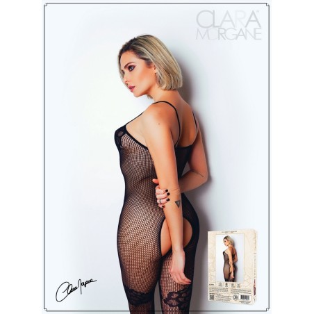 Bodystocking résille noire avec fine bretelles - Le Numéro 6 - Collection Bodystocking 