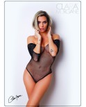Body noir avec manches 3/4 - Le Numéro 2 - Collection Strass Body noir avec manches 3/4 - Le Numéro 2 - Collection Strass
