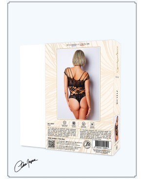 Body noire en résille et lanières - Le Numéro 1 - Collection Body 