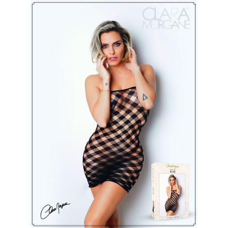 Mini Robe noire, résille avec  motif damier - Le Numéro 2 - Collection Robe 