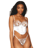 Bustier blanc avec armatures, en satin et dentelle florale Bustier blanc avec armatures, en satin et dentelle florale