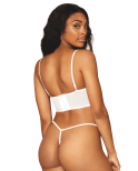 Bustier blanc avec armatures, en satin et dentelle florale Bustier blanc avec armatures, en satin et dentelle florale
