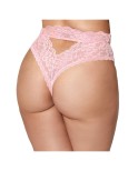 String grande taille dentelle taille haute rose 