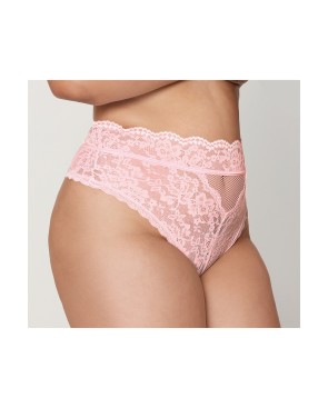 String grande taille dentelle taille haute rose 