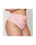 String grande taille dentelle taille haute rose 