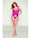 Bustier porte jarretelles rose avec string Bustier porte jarretelles rose avec string