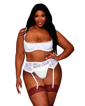 Soutien-gorge, grande taille, Demi-seins à armatures en dentelle blanche 