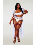 Soutien-gorge, grande taille, Demi-seins à armatures en dentelle blanche 