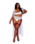 Soutien-gorge, grande taille, Demi-seins à armatures en dentelle blanche 