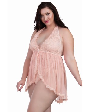 Body string grande taille décolleté effet nuisette ouverte 