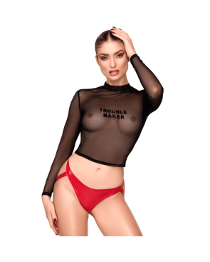 F389 Top transparent noir