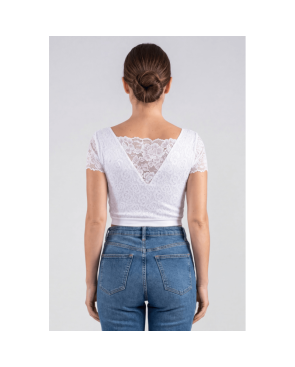 Top sexy court blanc bi matière réversible