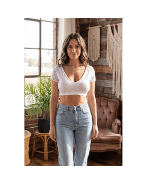 Top sexy court blanc bi matière réversible