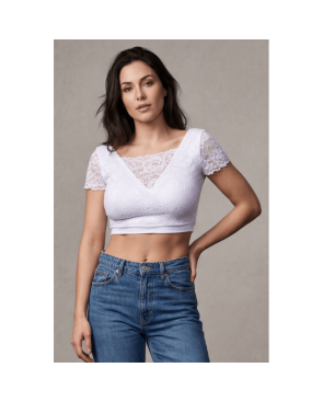 Top sexy court blanc bi matière réversible