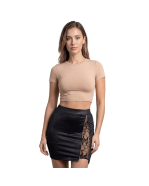 Jupe courte noire Kyra avec zip fonctionnel sur le côté