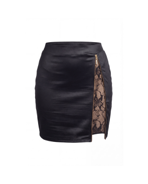 Jupe courte noire Kyra avec zip fonctionnel sur le côté