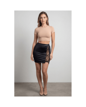 Jupe courte noire Kyra avec zip fonctionnel sur le côté