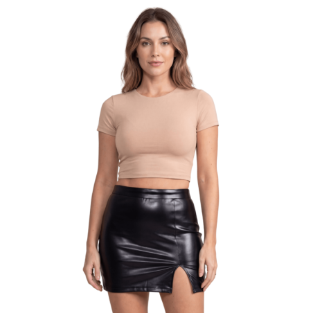 Jupe sexy courte noire wetlook Alessia
