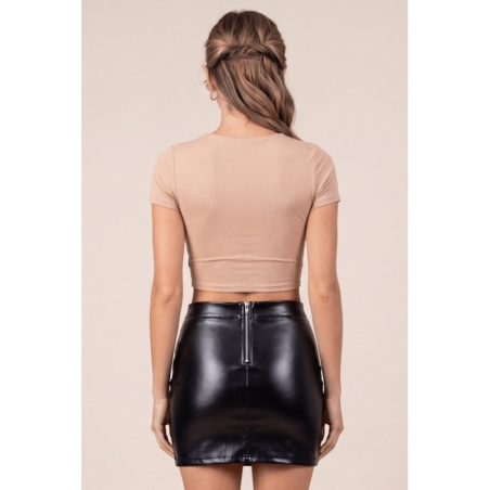 Jupe sexy courte noire wetlook Alessia