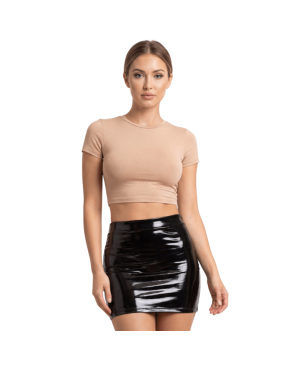 Jupe noire en simili cuir avec zip Lara